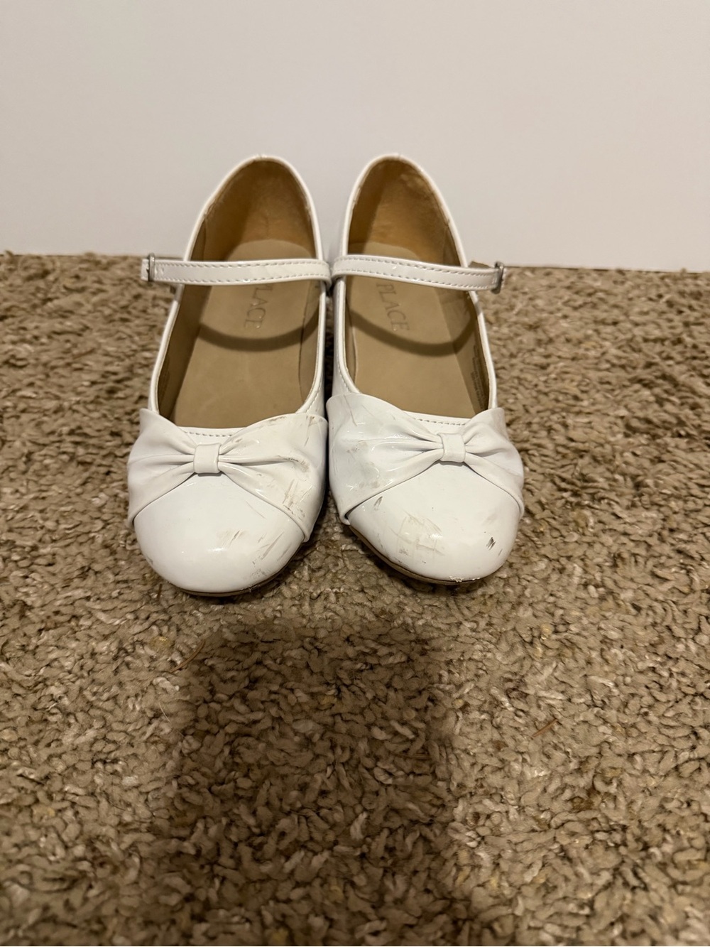 The Children's Place White Girls Mary Jane Bow Flats
